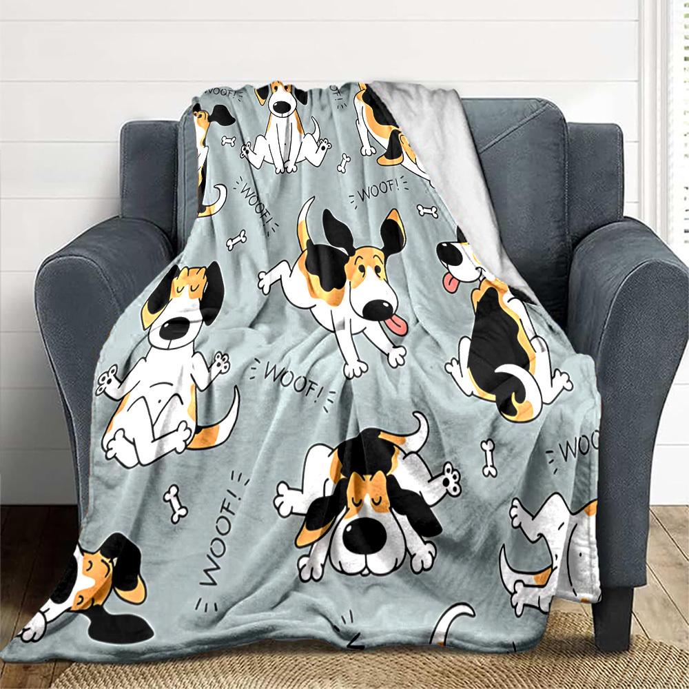 1pc Dogs Woof Blanket, Lightweight Flannel Throw Blanket for Sofa, Bed, Travel, Camping, Living Room, Office, Couch, Chair, and Bed