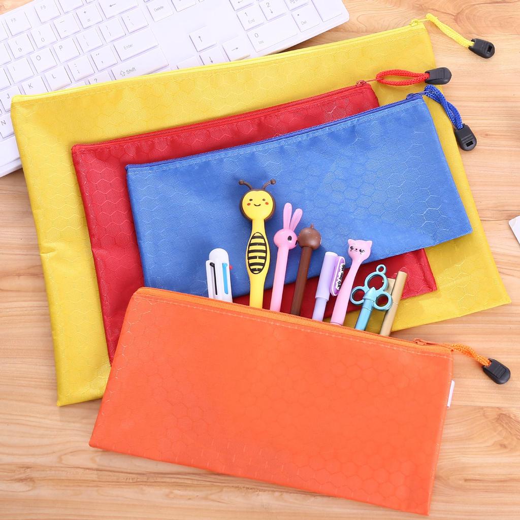Creative Oxford Cloth A4 Document Bag - Waterproof, Colored Zipper, Handheld for Students or Office Use