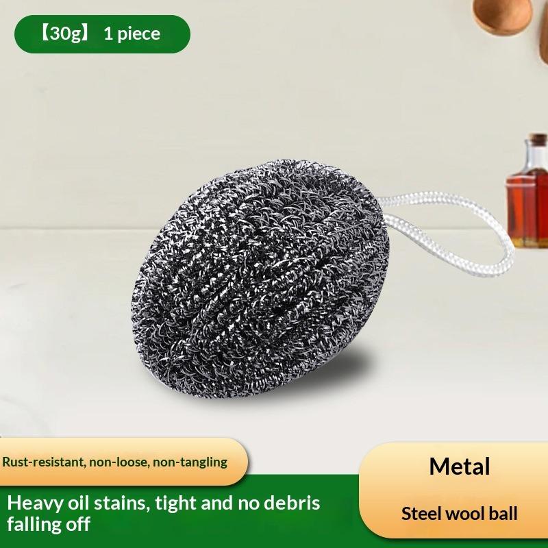 30G Self-contained Lanyard Steel Wire Ball Cantaloupe Cleaning Ball Stainless Steel Kitchen Household Dishwashing Pot Brush Decontamination