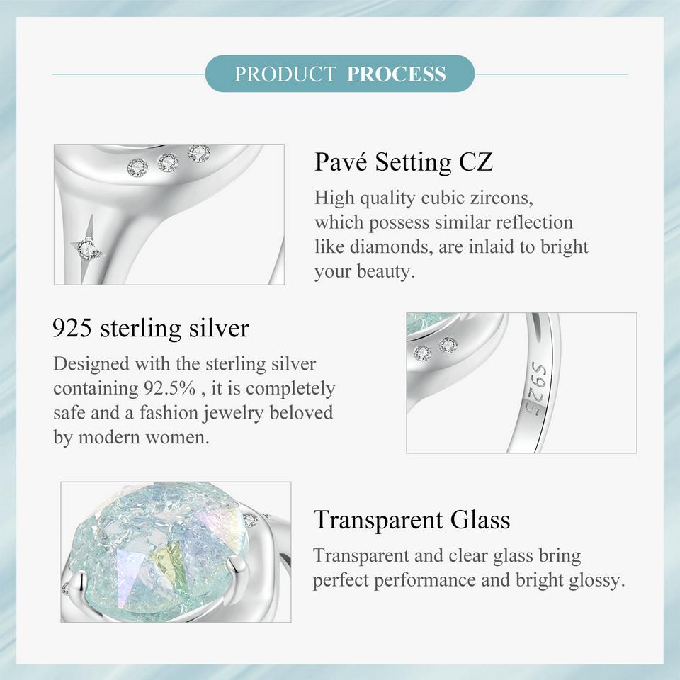 Bamoer Retro design Kulatý tvar 925 Stříbro Solitaire Promise Prsten, zásnubní prsten pozlacený bílým zlatem pro ženy