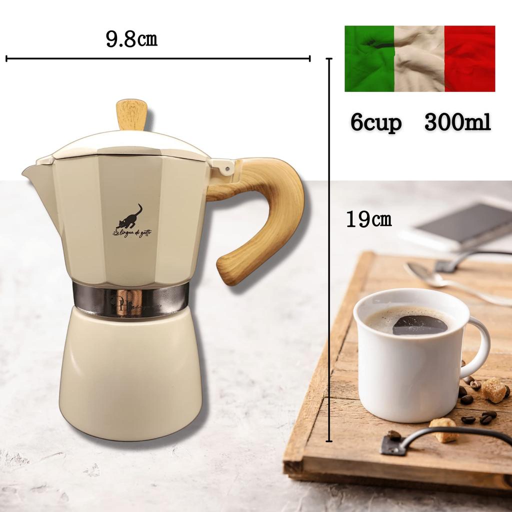 Dragon Horse Direct-Fire Espresso Maker with Moka Pot, 6-Cup Capacity (300ml), Enjoy Delicious Coffee At Home or Outdoors, Perfect for Camping,