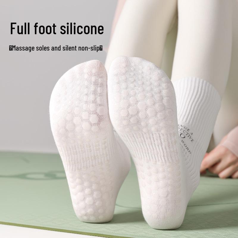 Chaussettes de Yoga Mi-Mollet Antidérapantes pour Femmes pour Saut à la Corde en Intérieur et Pilates - Printemps/Automne