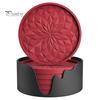 Modern Kitchen Table Accessories Silicone Coaster Set with Holder, Non Slip Diamond Pattern Drink Coasters for Drinks Cups Glasses, Heat Resistant Mat