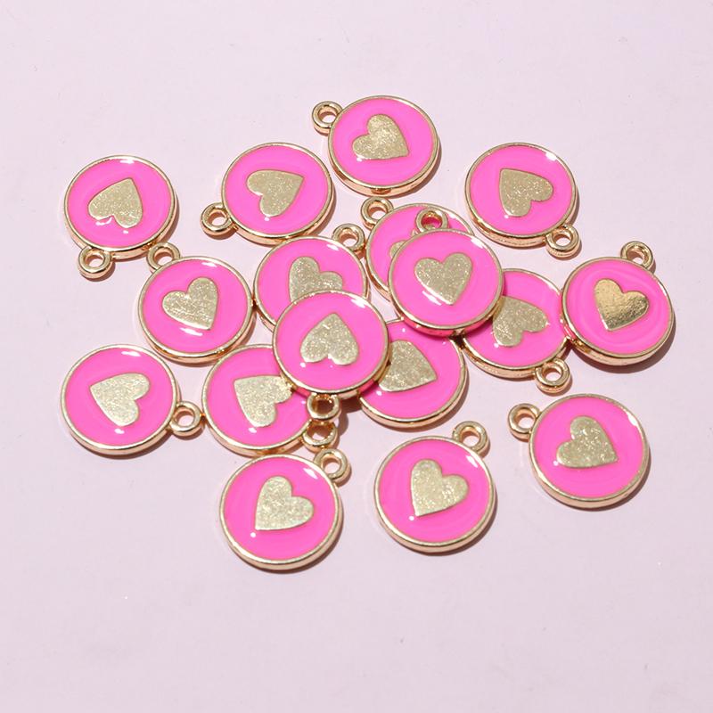 20pcs 14.5x12mm Enamel Double Side Heart Charms Pendant DIY Jewelry Making Accessories Findings for Bracelet Earrings Keychains