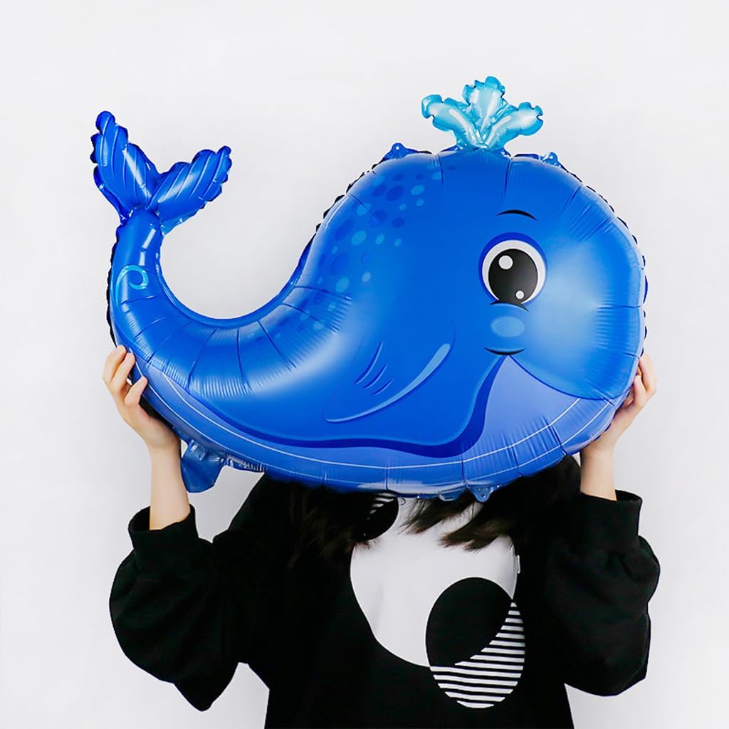 5th Birthday Whale Balloons, Blue, 9 Count, Ocean Theme, Boys & Girls