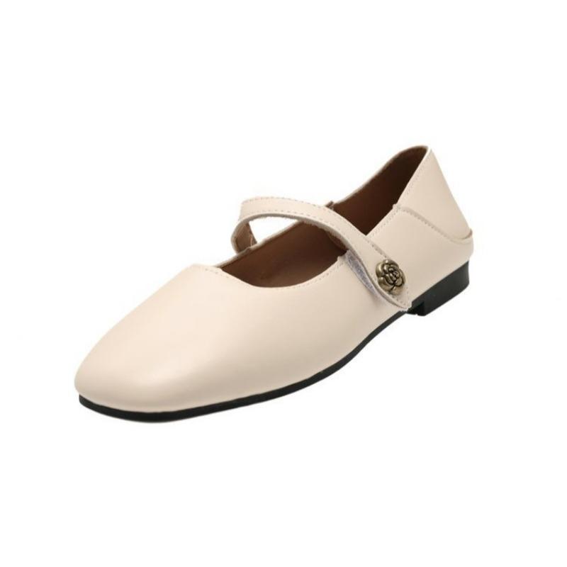 Retro One-word Belt Women's Shoes Spring New Mary Jane Style Light Mouth Small Leather Shoes Fashion Flat Sandals