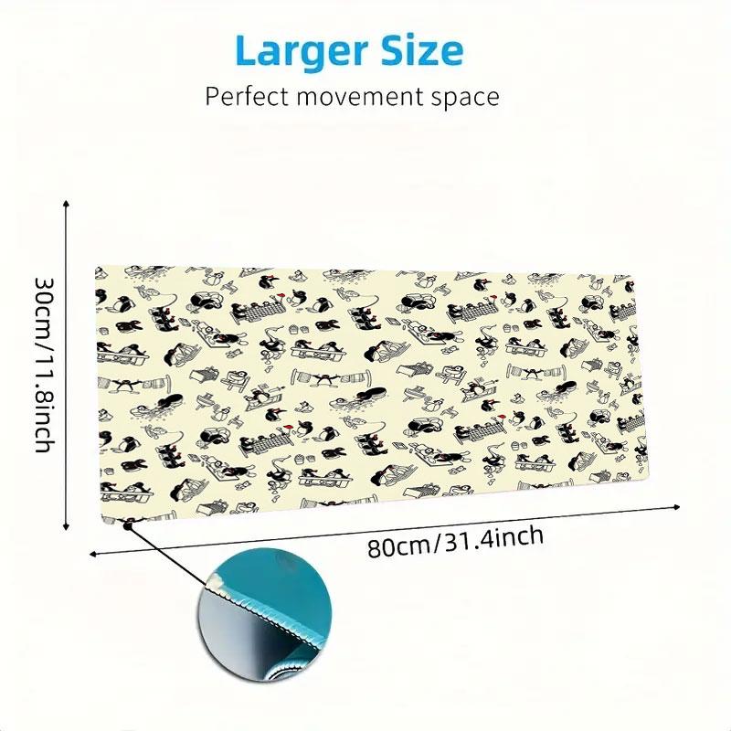 Penguin Adventure Large Size Mouse Pad Large Gaming Table Cushion Nonslip Laptop Tablet Big Mousepad Xxl Mat Mini Pc Playmat With Lock Edge