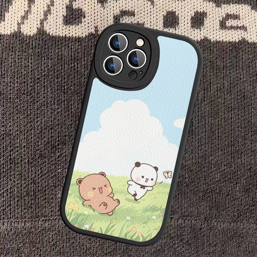Cute Cartoon Bubu Dudu Phone Case for iPhone 16 15 14 13 Pro Max 11 12 Plus Leather Silicone Cover