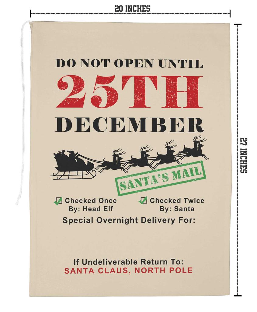 Printtoo Large Drawstring Canvas Bag Christmas Sack Bags Santa Gift Sack Custom Party Favor 2 Pcs 27x20 Inch