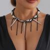 Versatile Tapered Spiraled Beaded Necklace Dark Design Jewelry With Fringed Detail Comfortable For Daily Wear
