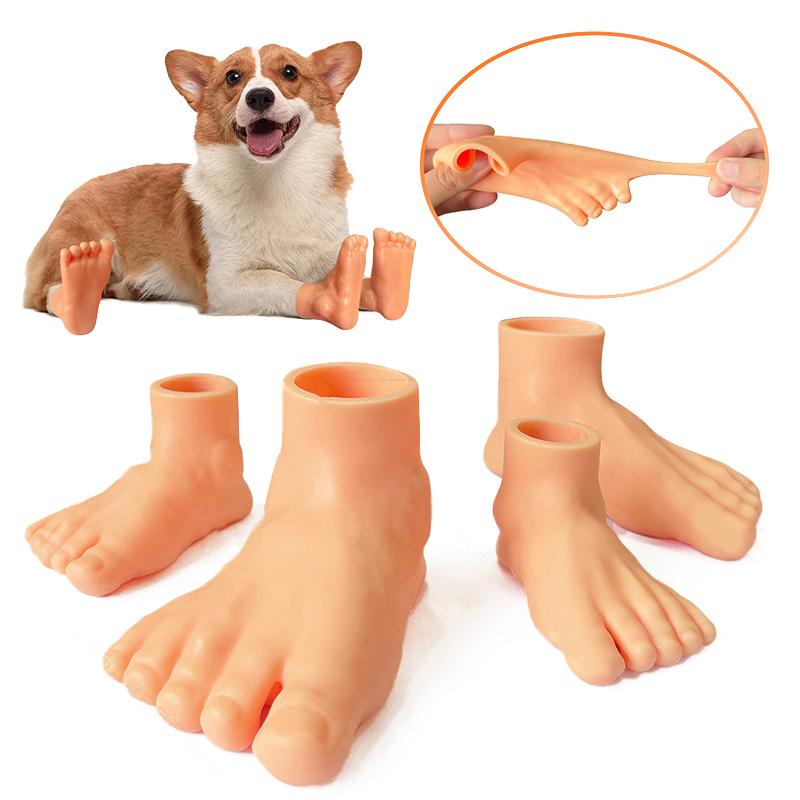1 Paar kreative süße kleine Füße Puppe lustige kleine Füße Finger Neuheit Hund Teaser Spielzeug simulierte Füße Haustier Spielzeug Heimtierbedarf