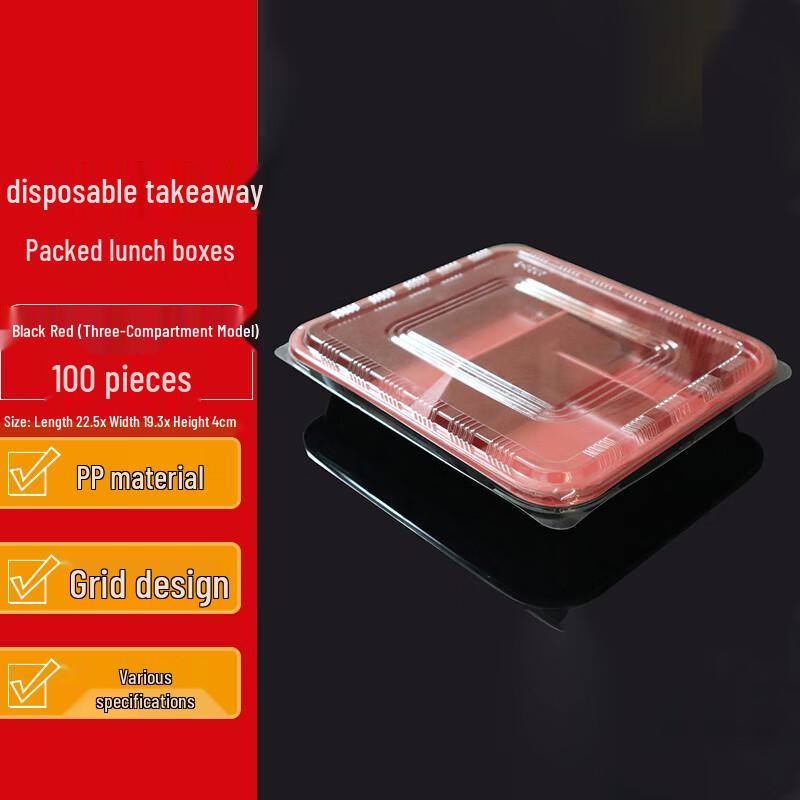 Homeglen Einweg-Rechteckige Lunchboxen mit Fächern und Deckeln
