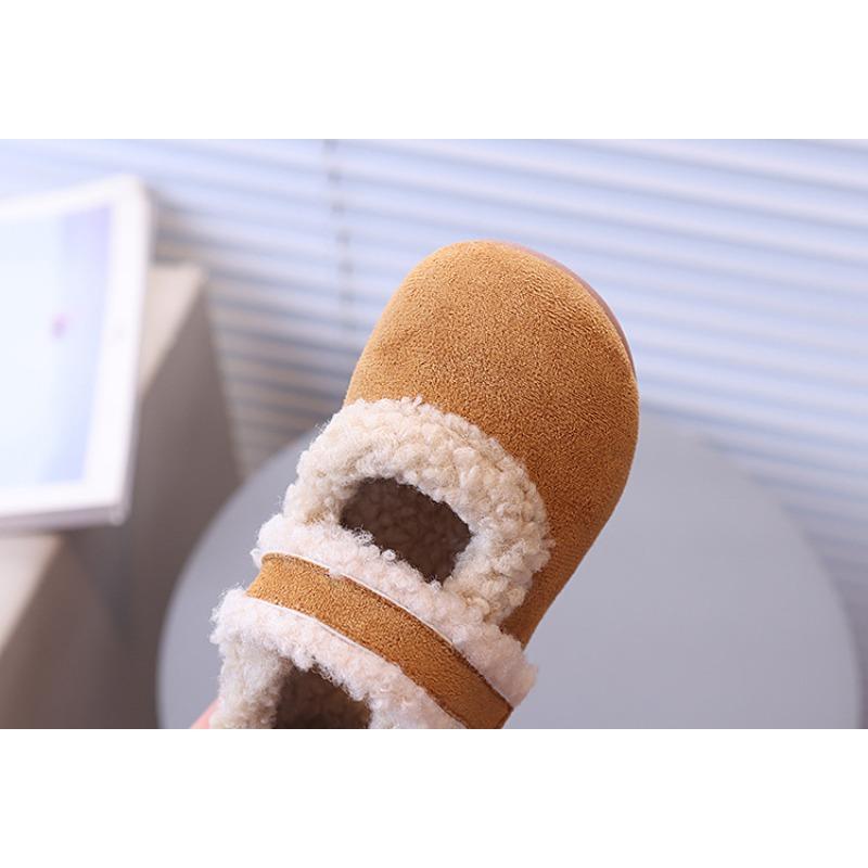 New Winter Korean Fashion Girls' Retro Clog Shoes – Soft-Sole Warm Fuzzy Booties with Plush Lining, Outdoor Wear