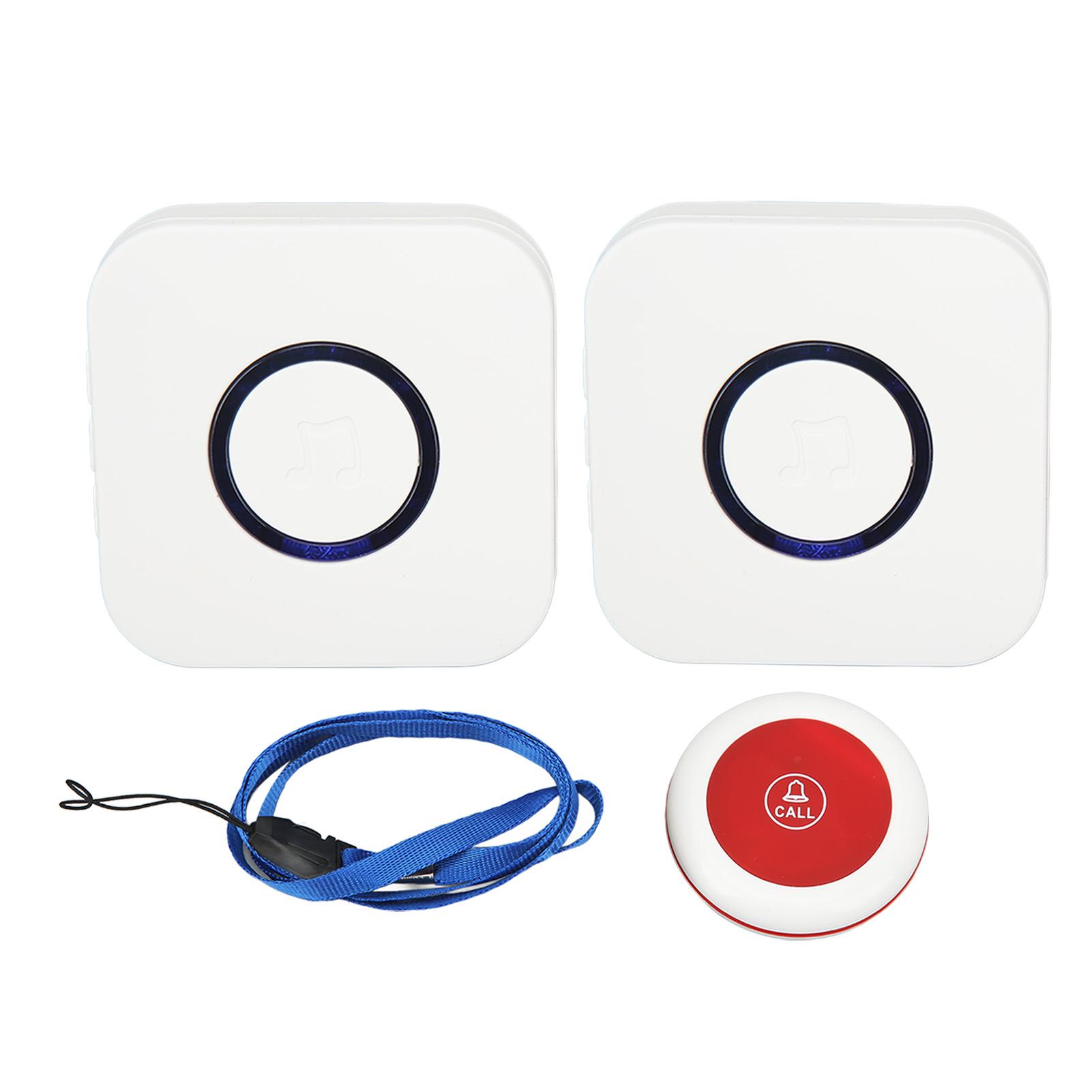 Caregiver Pager 2 Receiver 1 Transmitter Wireless Call Button Medical Alert System for Seniors Patients Elderly EU Plug