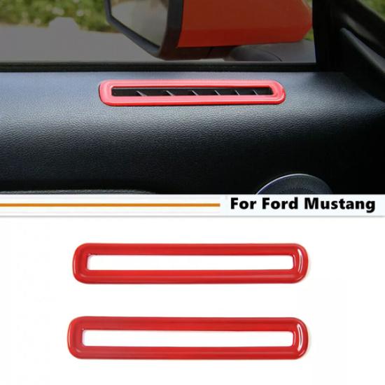 For 2015-2025 Ford Mustang ABS Red Interior Side Door Air Vent Outlet Trim Cover