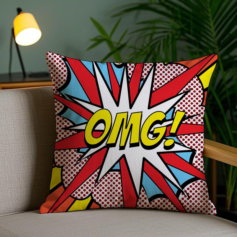 Welcome Omg Cushion Cover Plush Fabric Soft Double-Sided Printed Invisible Zipper Sofa Pillow Case Home Decor