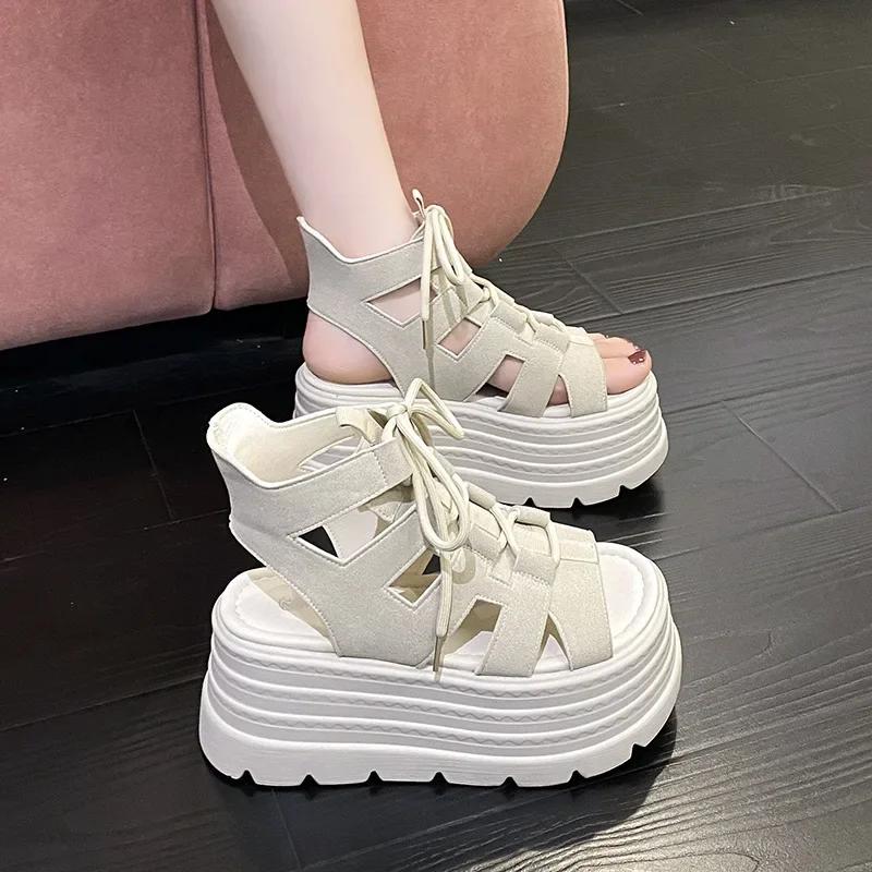 Mädchen 8cm Plateau Sandalen Klobiger Absatz Leopard Designer Schuhe Damen Keilpumps Tacones Sandalias Sommer Coole Stiefel