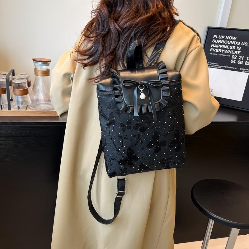 Bow Girl Backpack New Literary Small Fresh College Style Lace Small Backpack