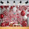 Christmas Sugarcane Candy Bell Shaped Ball Pattern Themed Banner Backdrop Christmas Party Home Decoration Photography Backdrop