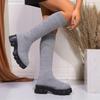 Sexy Red Thick Bottom Knit Socks Boots Women 2025 Autumn Chunky Platform Knee High Boots Party Nightclub Shoes for Woman Size43