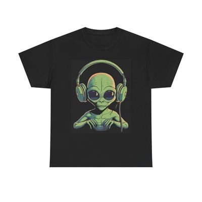T-shirt Grafica DJ Alieno Divertente EDM Rap Spazio Unisex Cotone Pesante