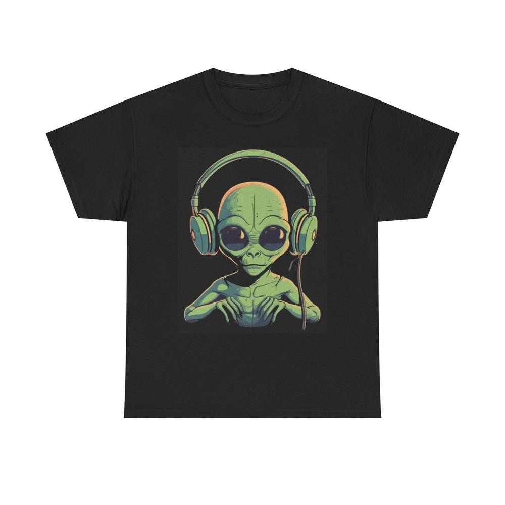 Alien DJ Graphic T Shirt Funny EDM Rap Space Unisex Heavy Cotton Tee Unisex T-Shirt XXXXL
