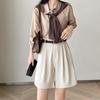 Women Summer Solid Color High-Waisted Wide-Leg Casual Suit Shorts Pants