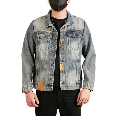 Spring and Autumn Denim Jacket Men's Loose Casual Jacket Men's Lapel Special Printed Top