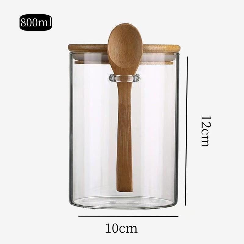 Airtight High Borosilicate Glass Jar with Spoon for Kitchen Storage: Perfect for Grains, Dried Fruits, and Coffee Beans
