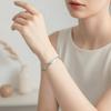 Waterproof Opening Brushed Bangle with Ripple Pattern Silver Wrist Circle Cat's Eye Bracelet  Women