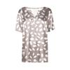 Women's Fashion Casual Retro Print  Collar Short Sleeve Button T-Shirt Top