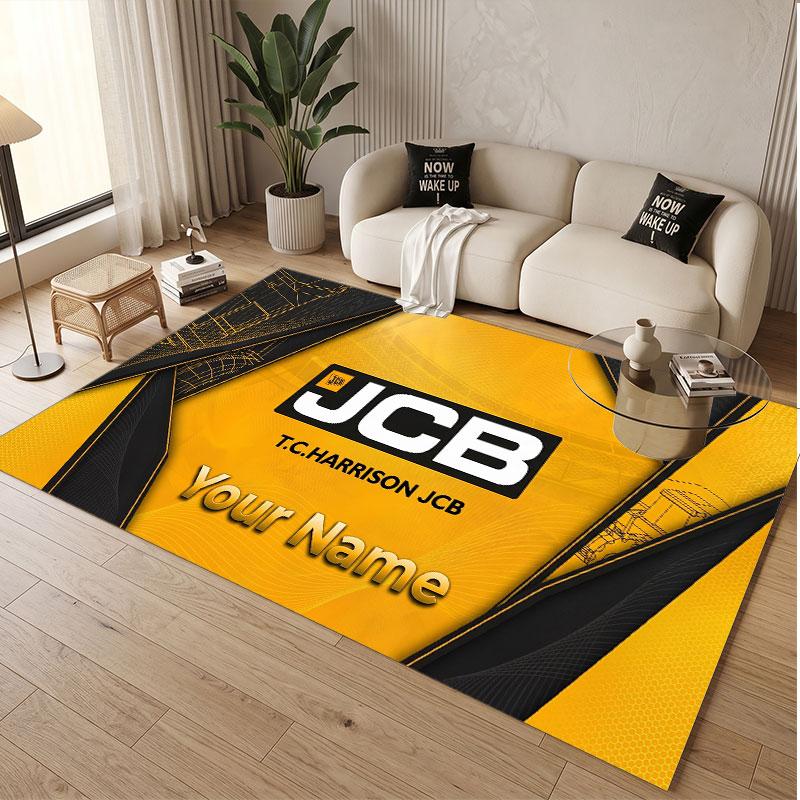 Tappeto Personalizzato Stampa Motivo JCB Nome Testo Morbido Antiscivolo Tappeto per Pavimento per Decorazione Interna della Casa