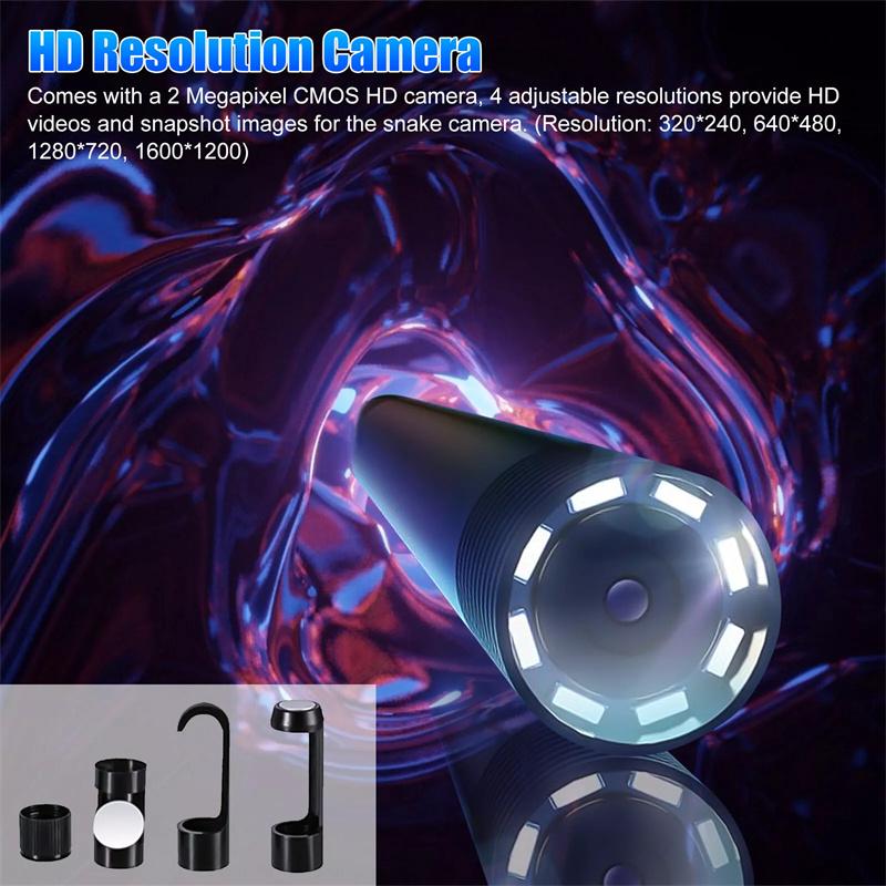 Wireless Endoscope Wifi Borescope Inspection Camera 1200P Hd Ip68 Waterproof Snake Camera With 8 Led For Android Ios Tablet Pc