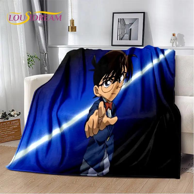 Detektyw Conan Cartoon Anime miękki pluszowy koc, flanelowy koc rzut koc do salonu sypialnia kanapa z funkcją spania narzuta na piknik 3D