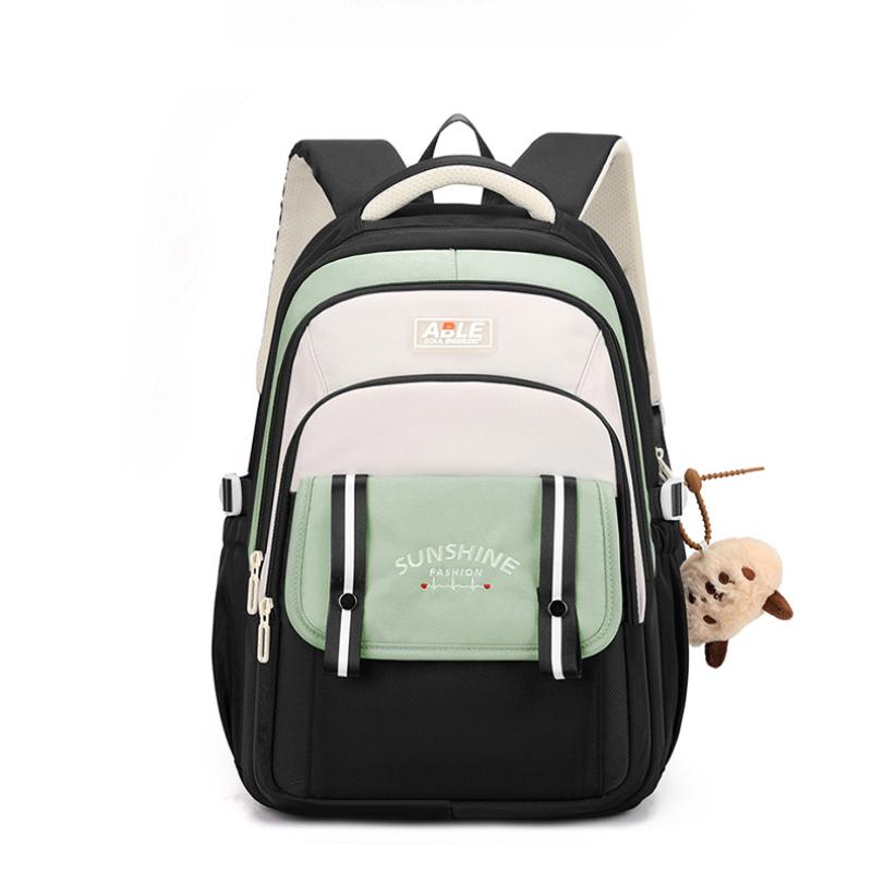 Fashion Contrasting Color Junior High School Girl Schoolbags Widened Reinforced Shoulder Strap Teenager Backpack Lightweight Large Capacity Book Bag