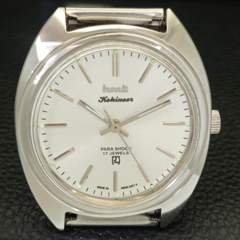 HAND-WINDING VINTAGE HMT KOHINOOR INDIAN MENS SILVER COLOR DIAL WATCH A440949-4 HT-a440949