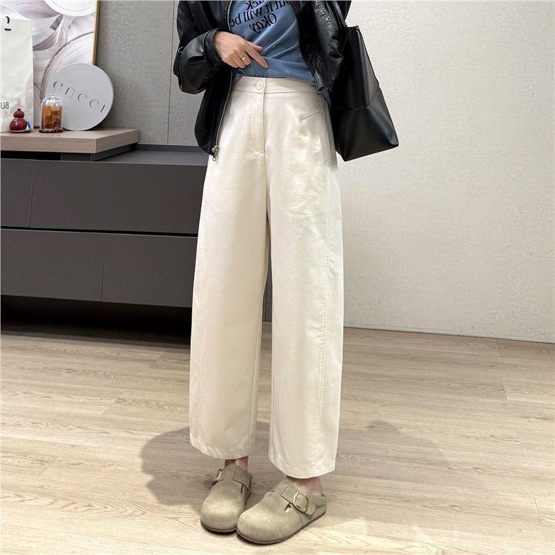 Women s High Waist Tencel Blend Cropped Harem Pants Moderate Fit Elegant Commuter Solid Color Ankle Length Grandma Trousers S