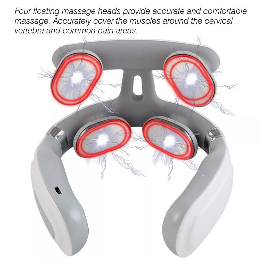 Electric Neck Massager With Heat 6 Modes USB Charging Constant Temperature For Muscle Relax Neck Pain Relief