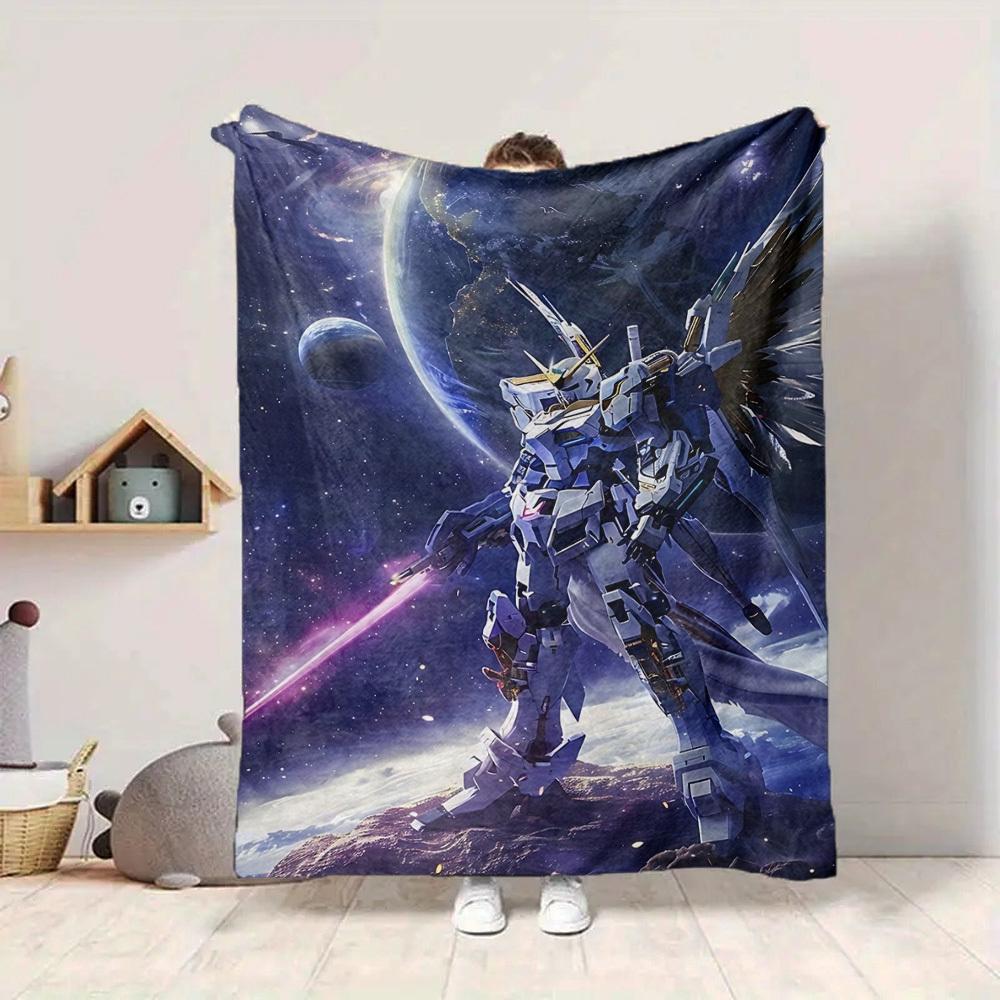 1pc Gundam Soft Comfortable Blanket Digital Print, All Season Multipurpose Knit Fabric Bedding, Office, Sofa Home Decor Blanket