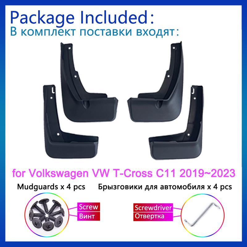 För Volkswagen VW T-Cross C11 ~ Stänkskydd Stänkskärmar Stänklappar Fram Bakre Hjul Skärm 4 st Tillbehör