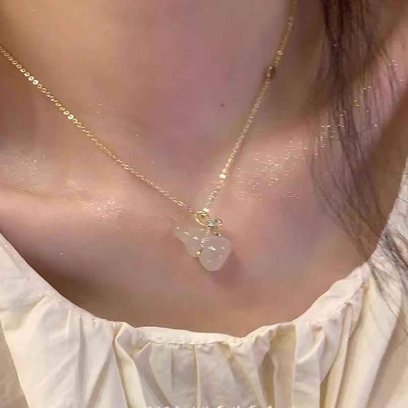 

Ожерелье-подвеска из халцедона в форме тыквы с цирконом - Женская роскошь в новом китайском стиле золотой