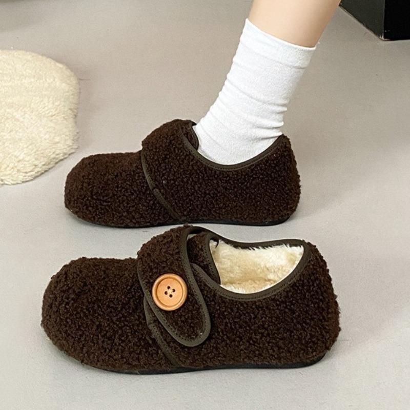 Women's Flat Cotton Shoes for Autumn and Winter Round Headed Plush Warm Women's Shoes Retro Velvet Casual Shoes Zapatos De Mujer
