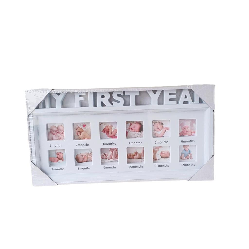 Baby & Child Growth Milestone Photo Frame - Wall Hanging & Tabletop Display, Plastic 'First Birthday' Commemorative Frame
