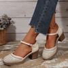 Fashion New Ankle Strap High Heels Sandals for Women Summer Hollow Out Breathable Pumps Woman Comfortable Chunky Heeled Mary Jane Shoes