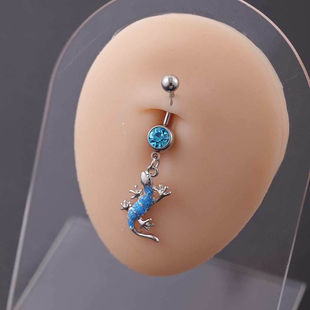 Eidechse Bauchnabelring Edelstahl Gecko Nagelmuster Stranging Schmuck