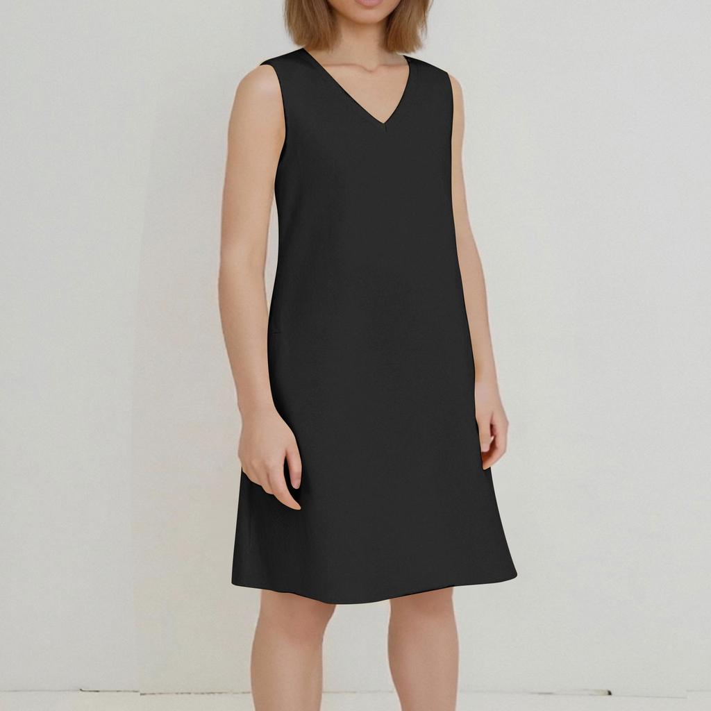 Women's Dresses Color Vintage V-Neck Cotton Sleeveless Vest Dresses