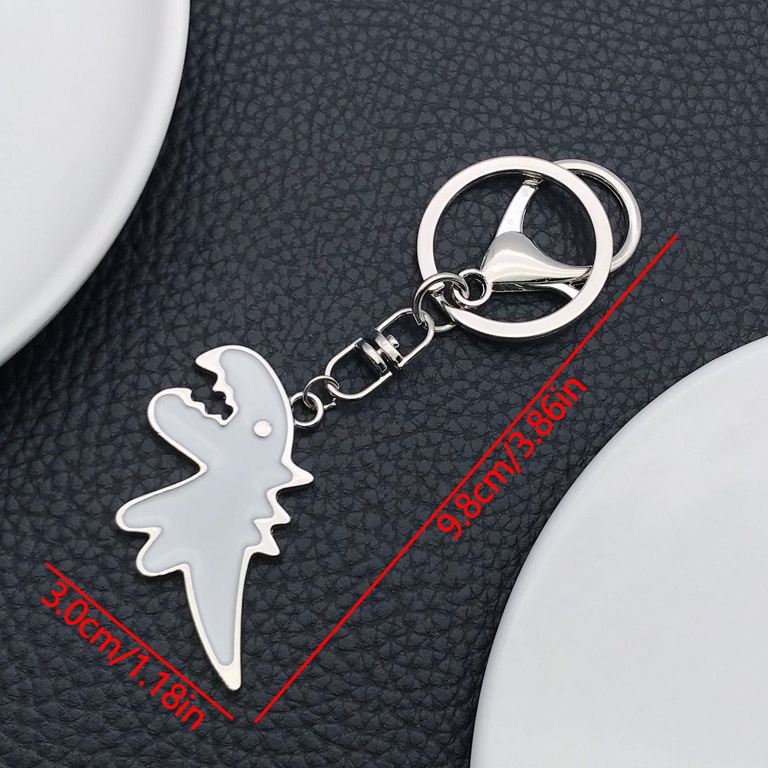 Black and White Cartoon T-Rex Couple Keychain Pendant