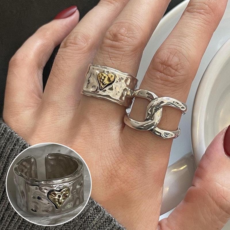 European-American S925 Silver-Plated Geometric Open Ring - Retro, Creative, and Stylish Index Finger Design for Women