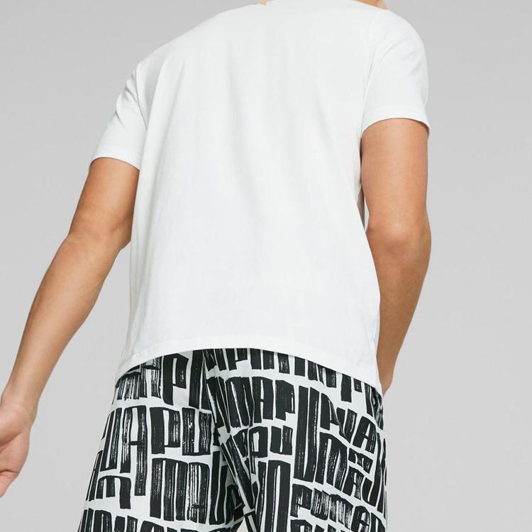 Puma Printed Crew Neck Short Sleeve T-Shirt Men Tops White 539497-01