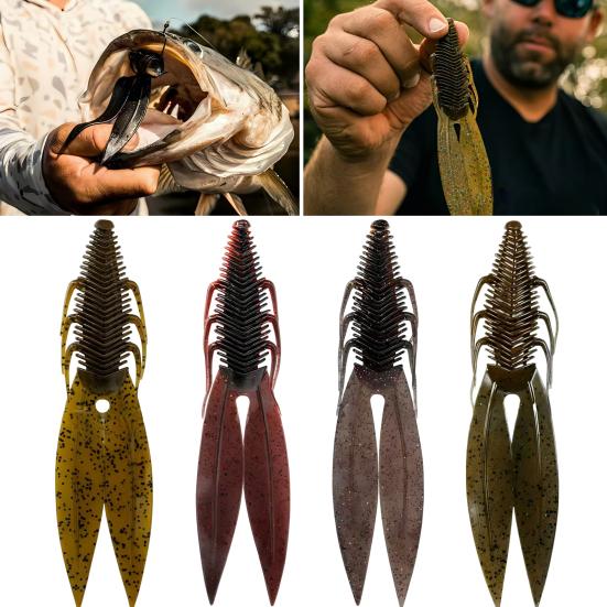Fishing Lure Oversized Soft Bait Realistic Vibrant Color Compact Portable Artificial Fishing Bait with Twin Ridge Tails